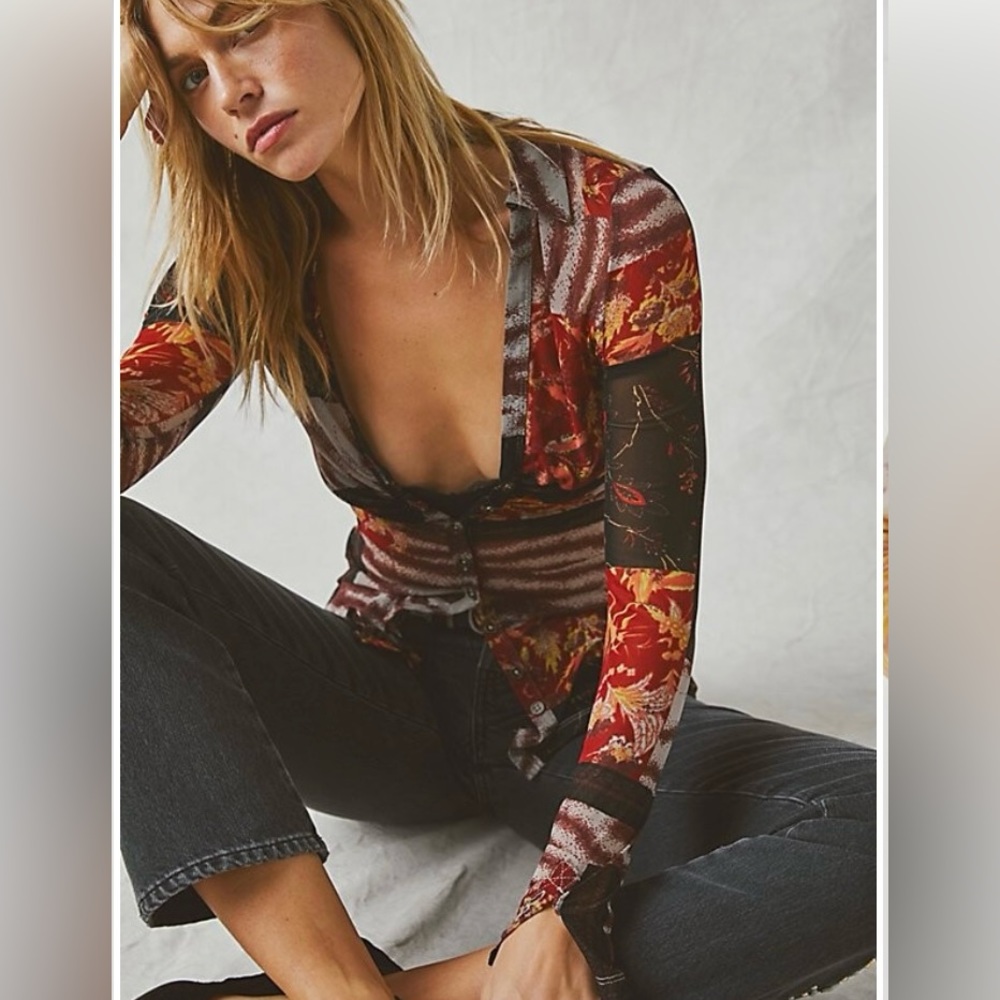 Free People lucky shirtee button up blouse